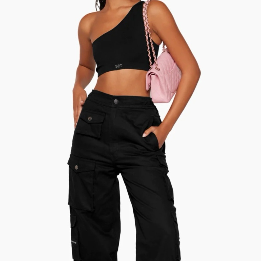 Nwot Set Active Sculpflex Ribbed One Shoulder Bra… - image 3